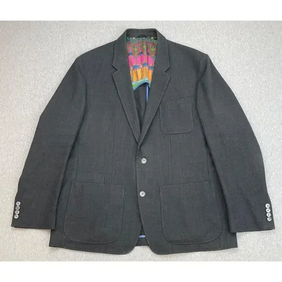 Robert Graham Blazer Men 46R Gray 100% Wool 2-Button Sports Jacket
